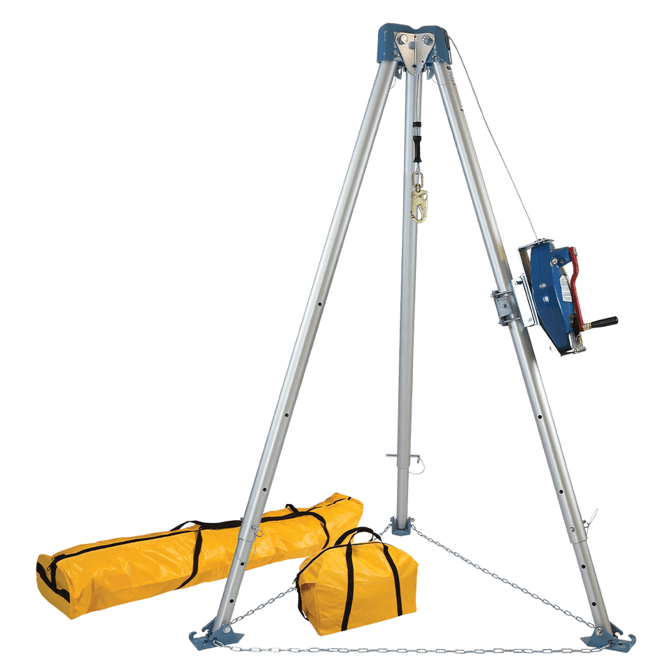 Falltech 11' Confined Space Tripod System with 60' Stainless Steel SRL-R