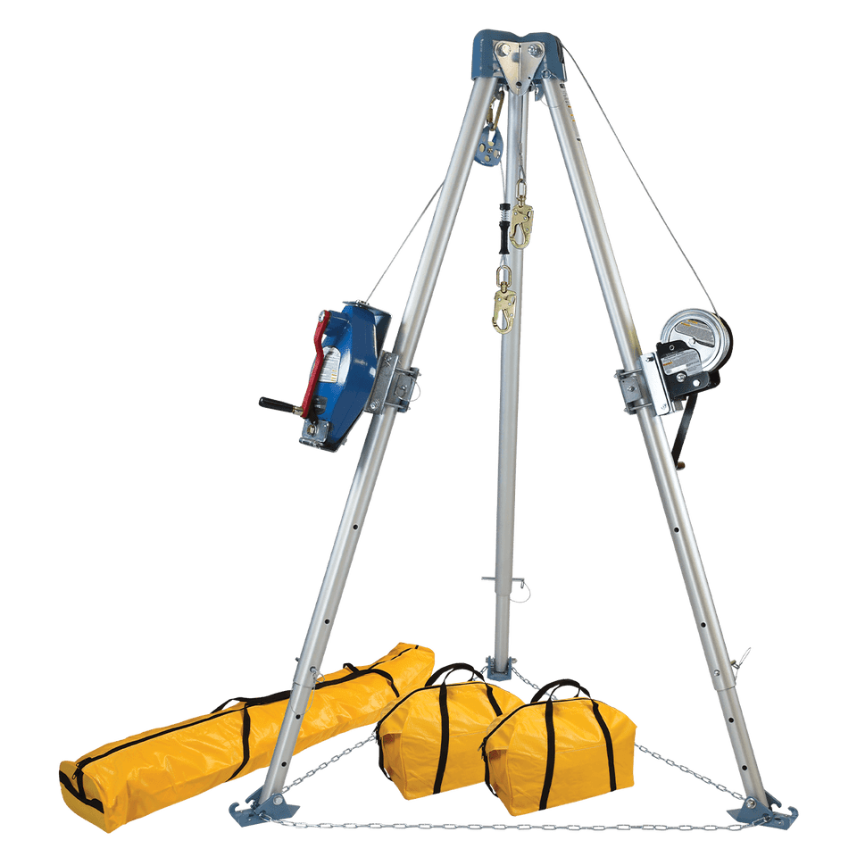 Falltech 11' Confined Space Tripod System with 60' Stainless Steel SRL-R and Personnel Winch