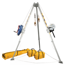 Falltech 8' Confined Space Tripod System with 60' Galvanized Steel SRL-R and Personnel Winch