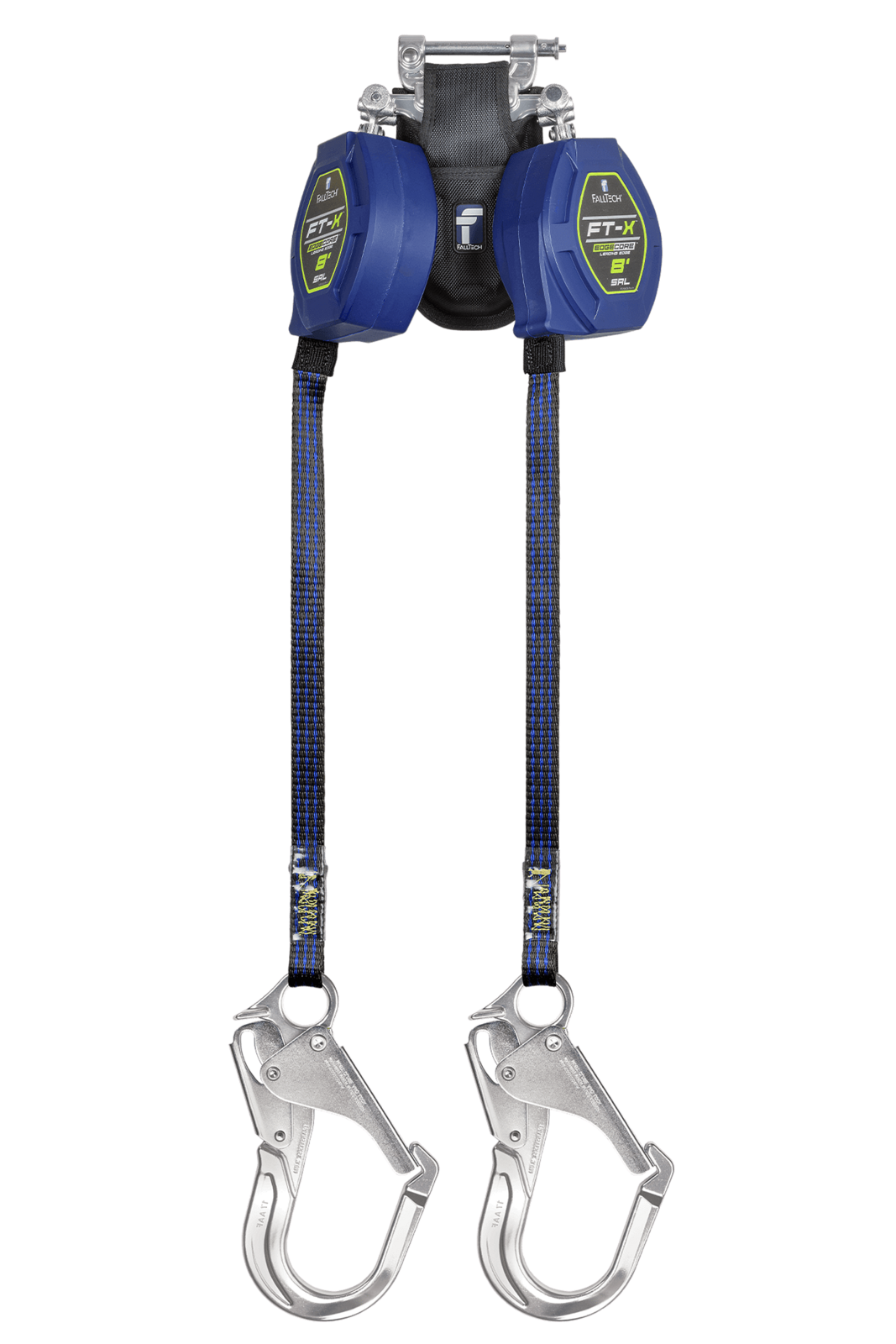 Falltech8' FT-X™ EdgeCore™ Class 2 Leading Edge Personal SRL-P, Twin-leg with Aluminum Rebar Hooks with SpeedLink™