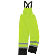 Ergodyne GloWear 8918BK Hi-Vis Rain Bibs - Class E, Black Bottom