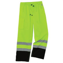 Ergodyne GloWear 8915BK Hi-Vis Rain Pants - Class E, Black Bottom